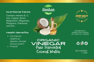 PURE ORGANIC COCONUT WATER FERMENTED VINEGAR from Philippines
